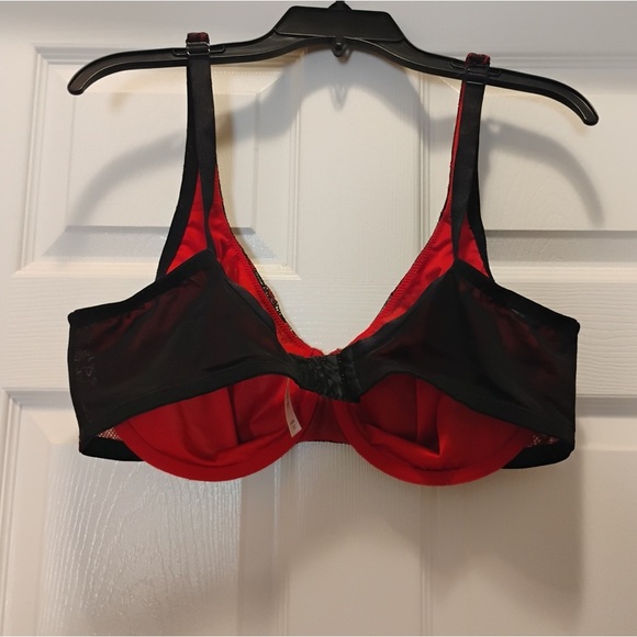 Cacique Red and Black Lace Underwire Bra Unpadded Intimate Sexy Secret Size 42DD - Picture 4 of 5